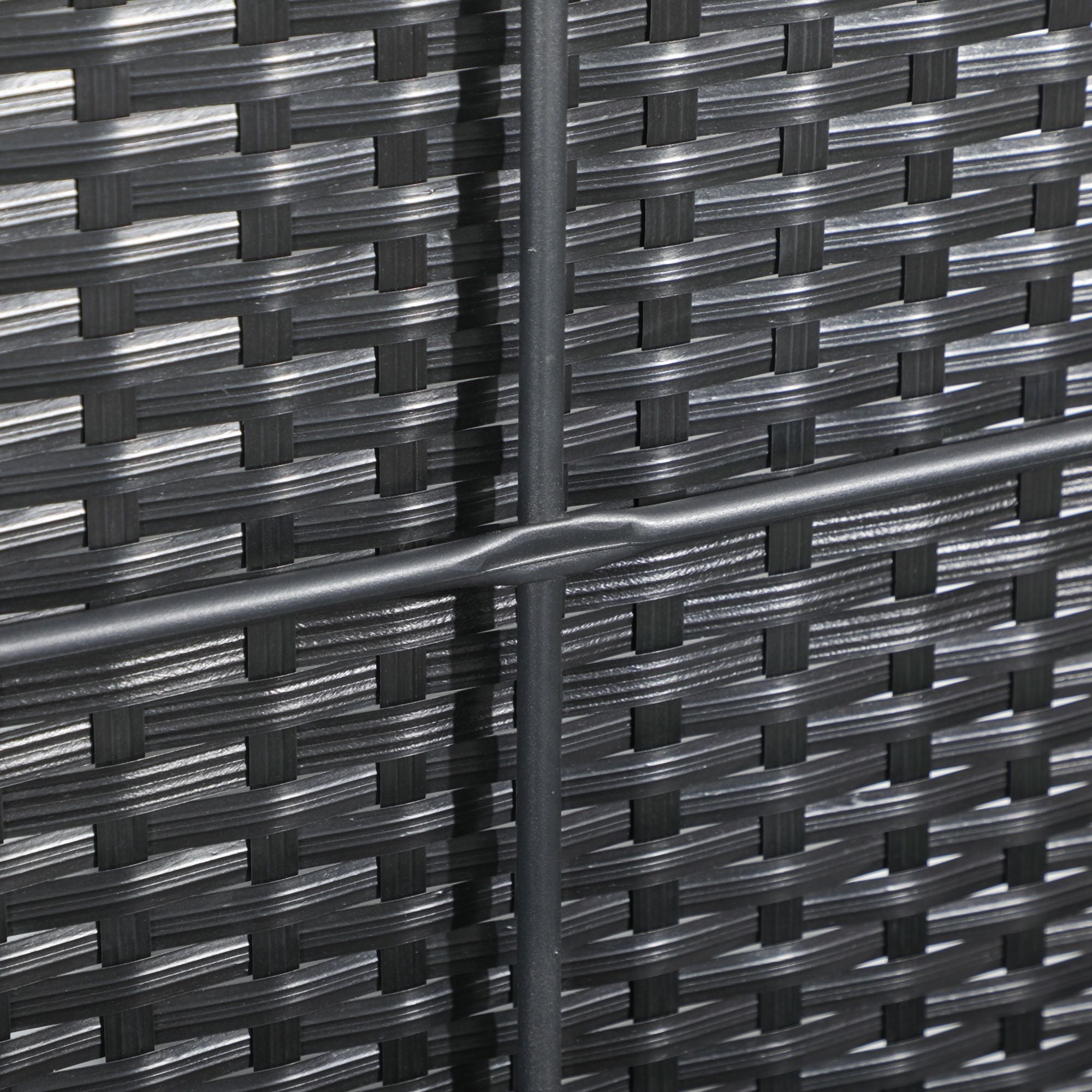 EasyComfort Baule da Giardino in Rattan e Acciaio con Coperchio, 95x60x53cm, Nero