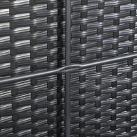 EasyComfort Baule da Giardino in Rattan e Acciaio con Coperchio, 95x60x53cm, Nero