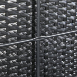 EasyComfort Baule da Giardino in Rattan e Acciaio con Coperchio, 95x60x53cm, Nero