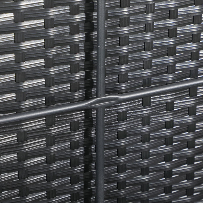 EasyComfort Baule da Giardino in Rattan e Acciaio con Coperchio, 95x60x53cm, Nero