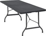 Tavolo da Giardino 183x76 cm Pieghevole Resistente Maniglia per Trasporto in Rattan da Balcone Terrazza Campeggio