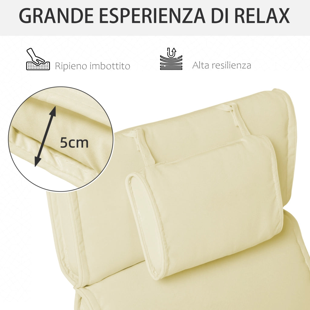 Cuscino per lettino prendisole ¨C zephmum ¨C 198x53x5cm bianco crema