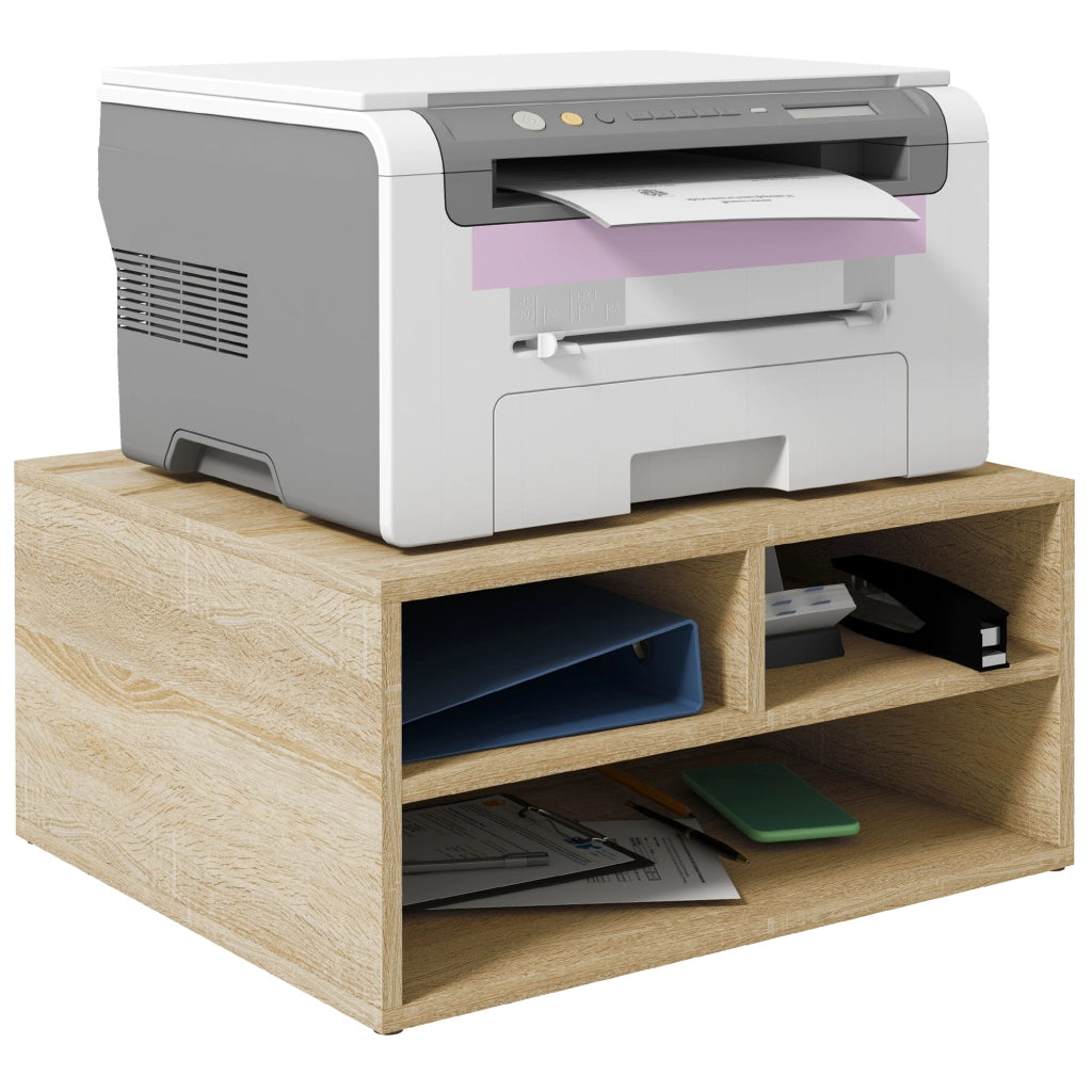 Organizzatore scrivania legno 3 compartimenti supporto stampante ¨C zephmum ¨C 47x40x22.5 cm