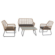 Set di mobili da giardino MARÉ in resina intrecciata 4 posti - cuscini grigi