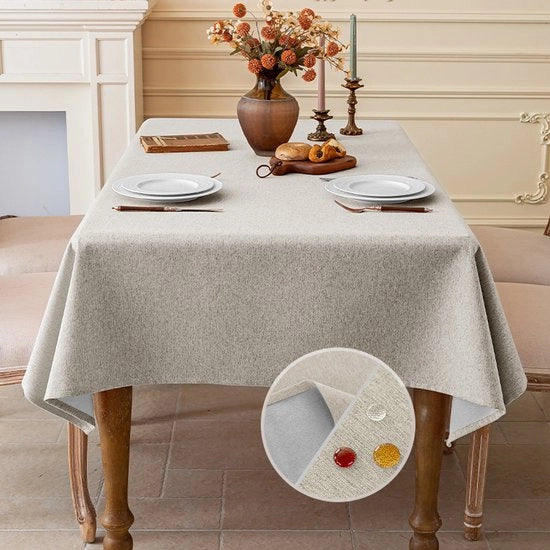 Tavolo con finitura in lino, lavabile, impermeabile, per sala da pranzo, giardino, festa, matrimonio o casa, 40 x 60 cm - bianco sporco