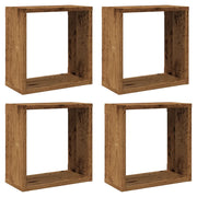 4 pz Mensole Parete | Mensola sospesa a Cubo Legno Vecchio 30x15x30 cm Truciolato
