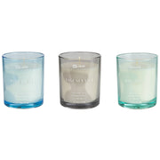 Set di 3 candele profumate multicolore 100% cera di soia stoppino di cotone vetro Naturale Fragranza fresca Bergamotto/Vento di mare/Sale marino