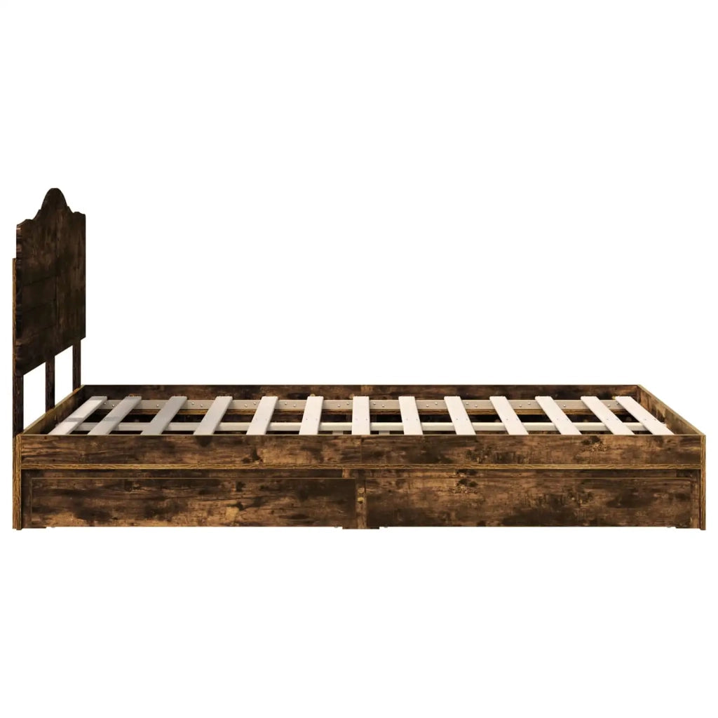 Letto con Contenitore con testiera Rovere fumé 135 x 190 cm