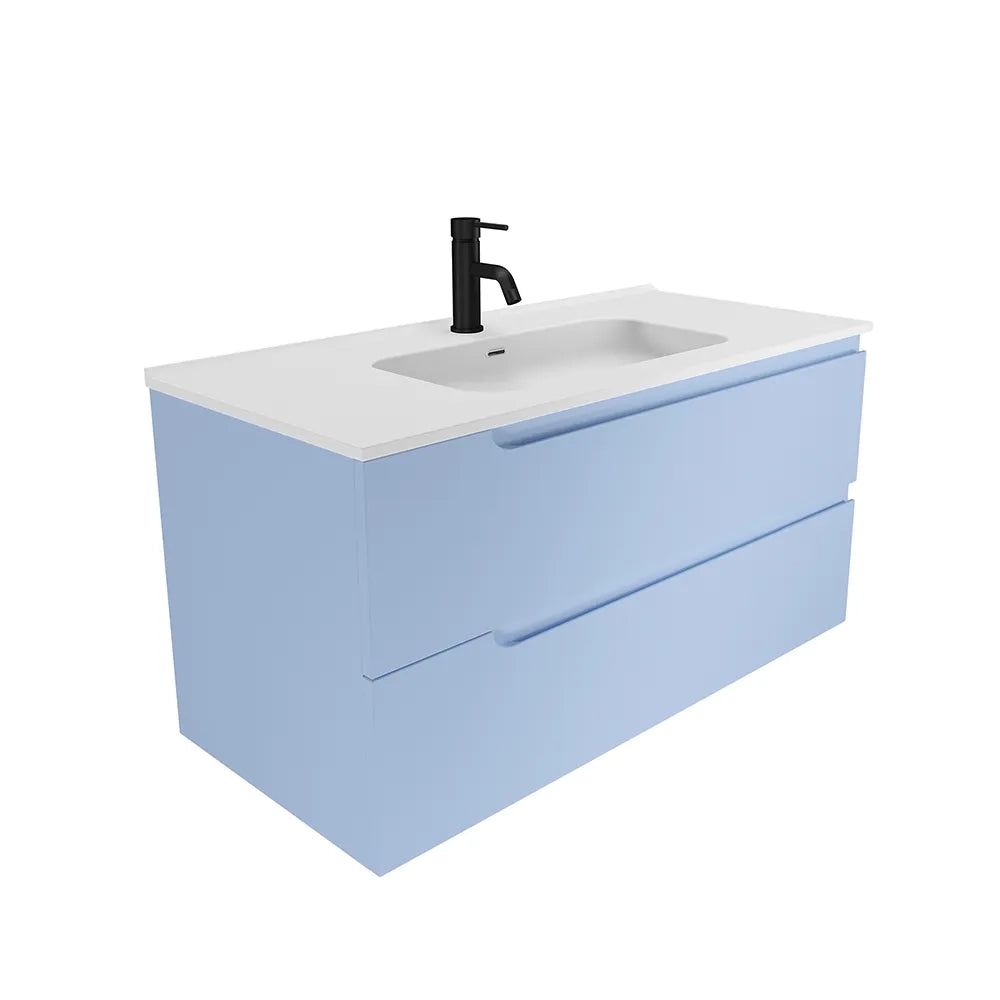 Mobile bagno sospeso 100 cm due cassetti carta da zucchero con lavabo | Ardenne