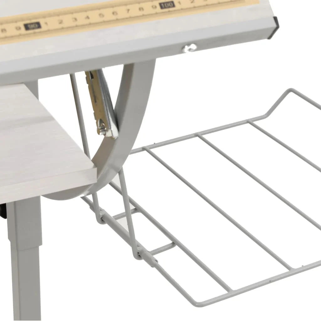Scrivania tavolo postazione di lavoro mobile per computer studio al computer artigianato 110 x 53 x (58-87) cm bianco 02_0023698