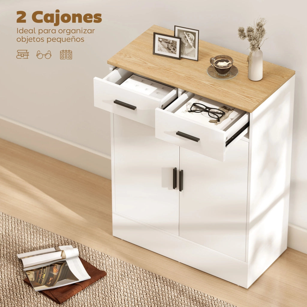 Cassettiera con ante e cassetti ¨C ZephMum ¨C Bianco 68.6x35x90.3 cm