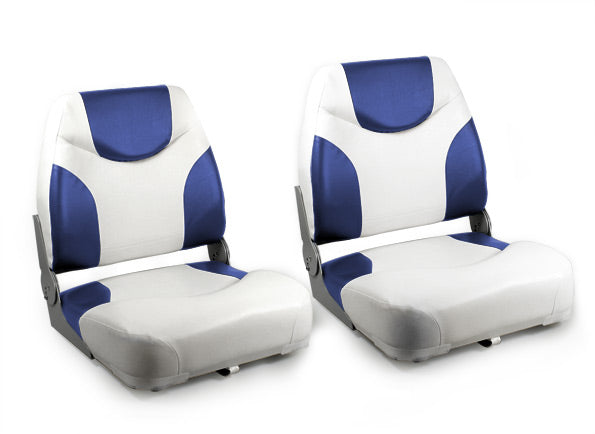 [pro.tec] 2x Sedile barca 'Exclusive - Line' (blu - bianco)  - di similpelle impermeabile / sedile timone / impermeabile