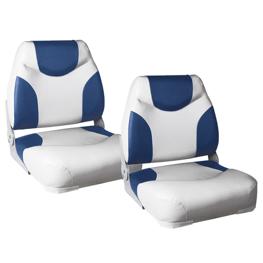 [pro.tec] 2x Sedile barca 'Exclusive - Line' (blu - bianco)  - di similpelle impermeabile / sedile timone / impermeabile