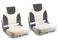 [pro.tec] 2x Sedile barca 'Exclusive - Line' (grigio- bianco) - di similpelle impermeabile / sedile timone /