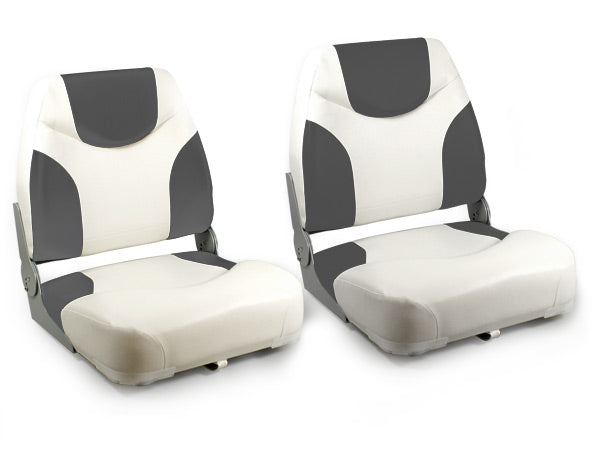 [pro.tec] 2x Sedile barca 'Exclusive - Line' (grigio- bianco) - di similpelle impermeabile / sedile timone /