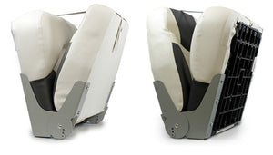 [pro.tec] 2x Sedile barca 'Exclusive - Line' (grigio- bianco) - di similpelle impermeabile / sedile timone /