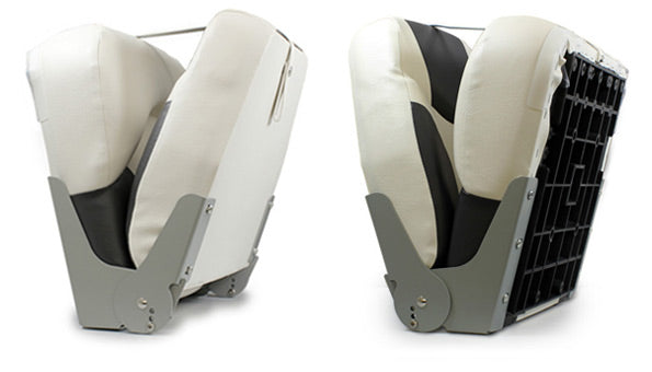 [pro.tec] 2x Sedile barca 'Exclusive - Line' (grigio- bianco) - di similpelle impermeabile / sedile timone /