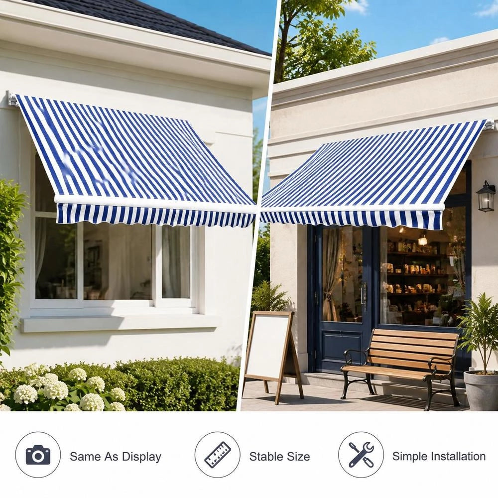 Awning Fabric Canvas Blue & White 500x300 Cm