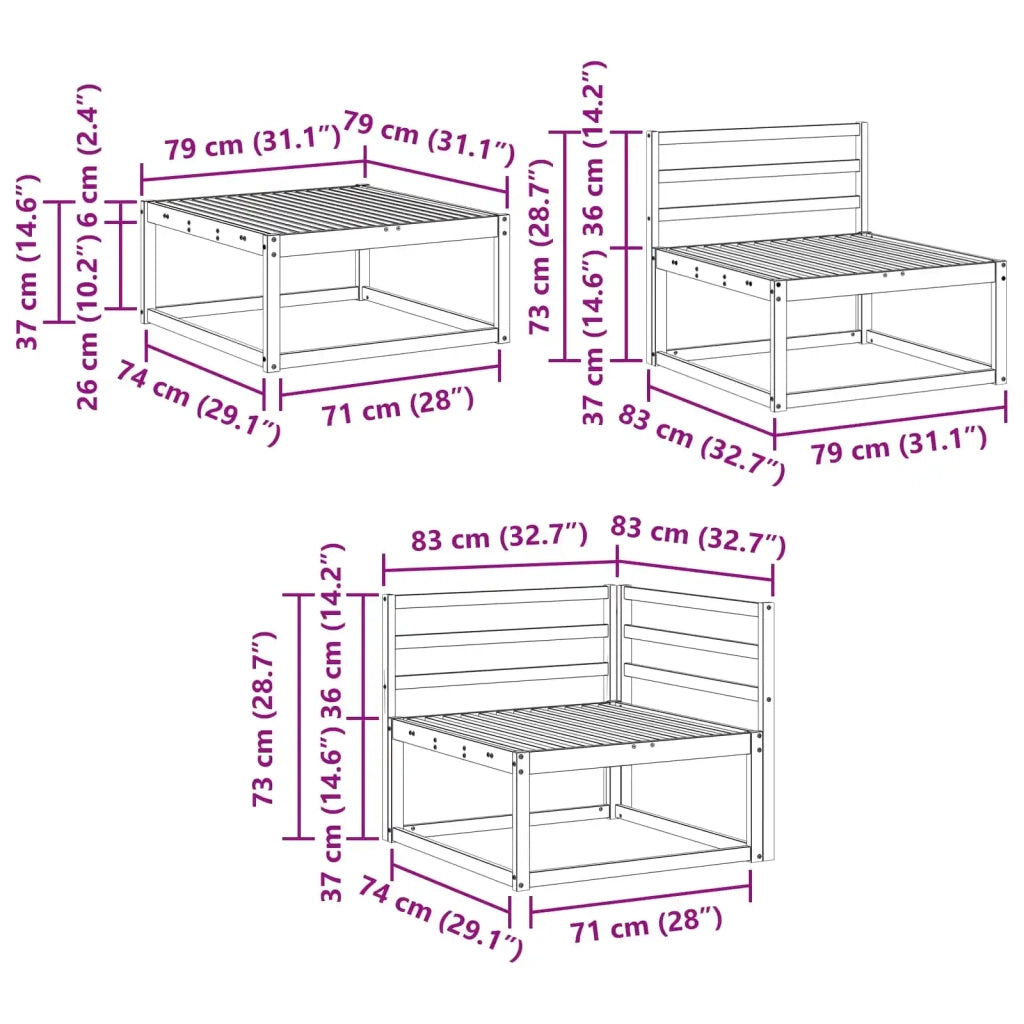 Set di divani da esterno 7 pcs Naturale