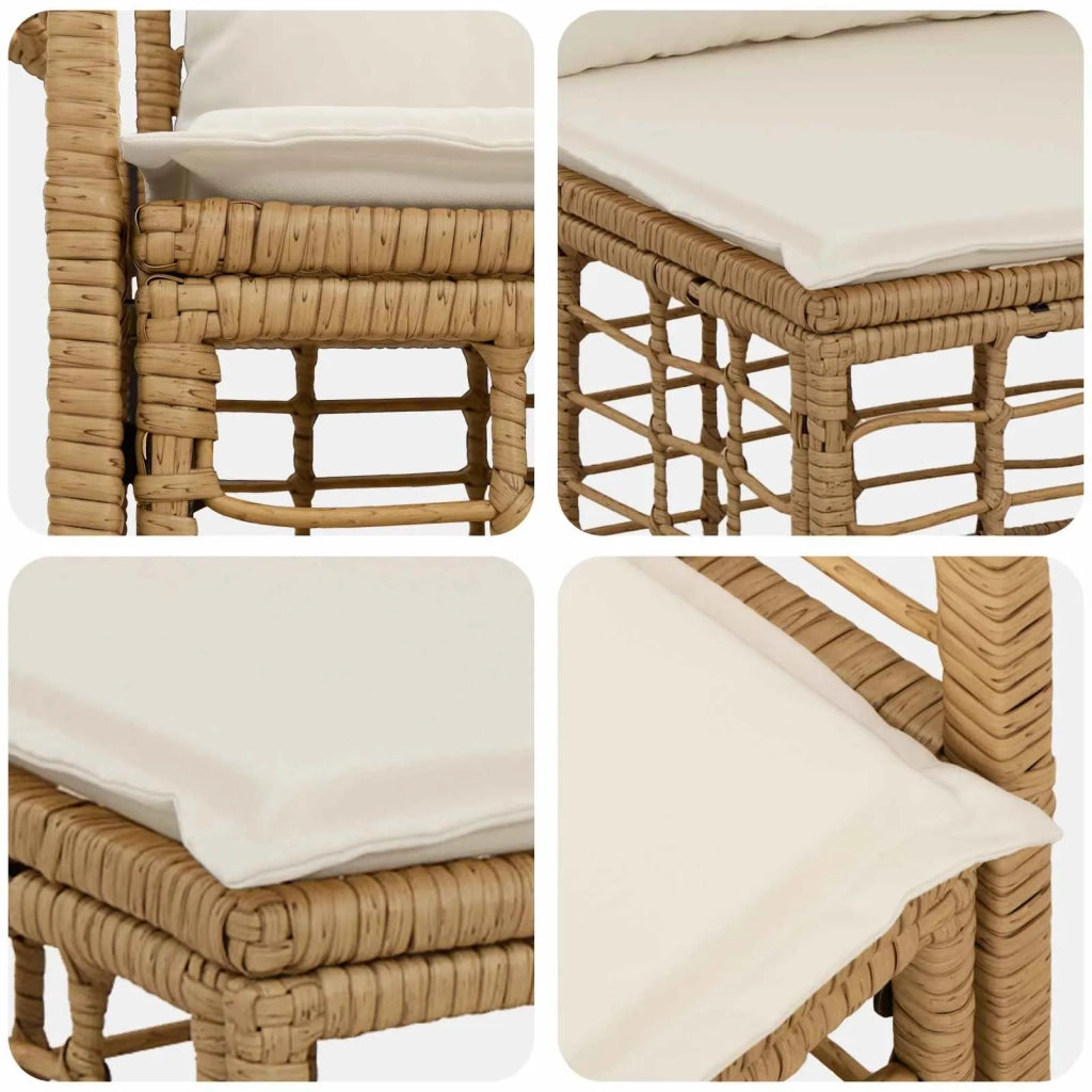 Set di divani da esterno 3 pz | Set Salotto da Giardino Naturale e Bianco Crema