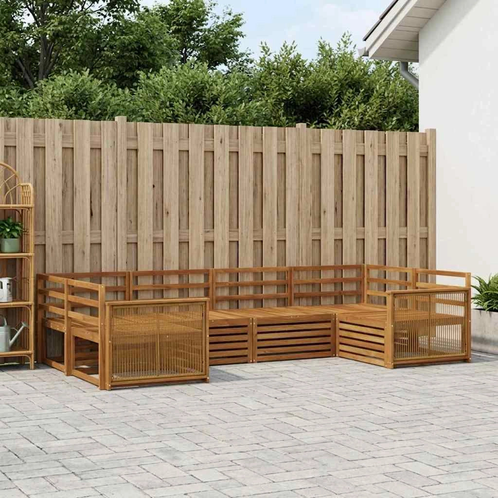 Set di divani da esterno 6 pz Naturale Legno di Acacia Massello 3383777