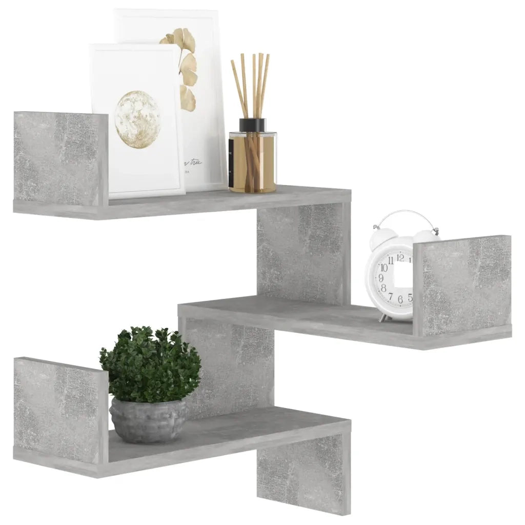Scaffale Angolare a Muro Grigio Cemento 40x40x50 cm Multistrato 807231