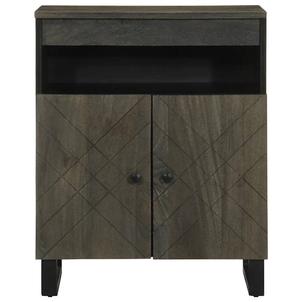 Credenza-Buffet-Armadio da cucina Nera 60x33x75 cm in Legno Massello di Mango 589090