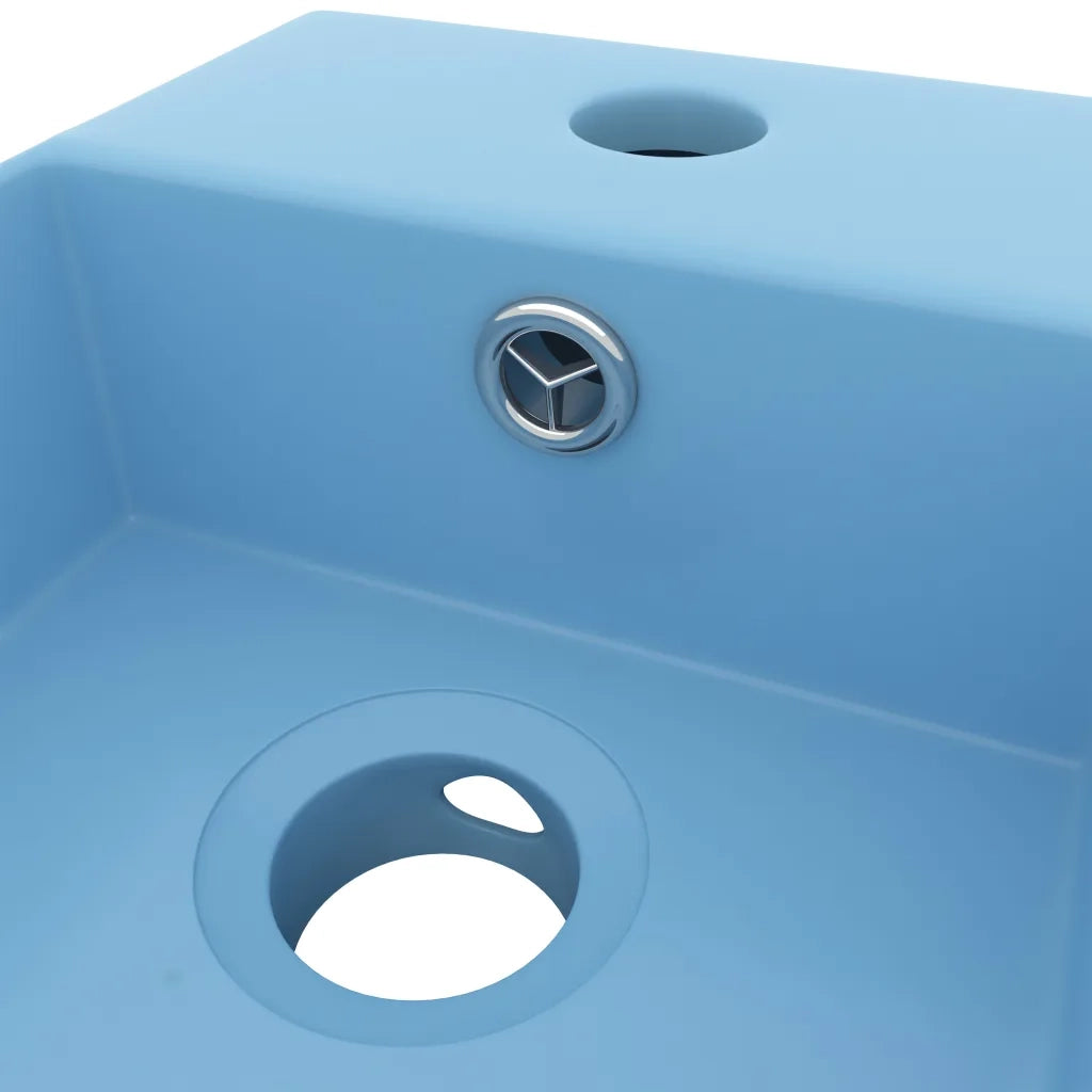 Lavandino con Troppopieno in Ceramica Azzurro 146989