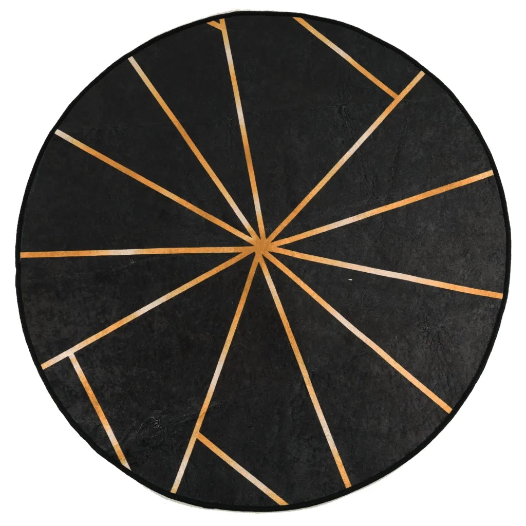 Tappeto Lavabile Nero e Oro Ø 120 cm 136620