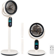 40 W Ventilatore a Piantana, Ventilatore Silenzioso con 8 Velocità, 3 Altezze Regolabili, Oscillazione a 90°+ 60°, Luce, Timer e Telecomando per Casa e Ufficio (Bianco)