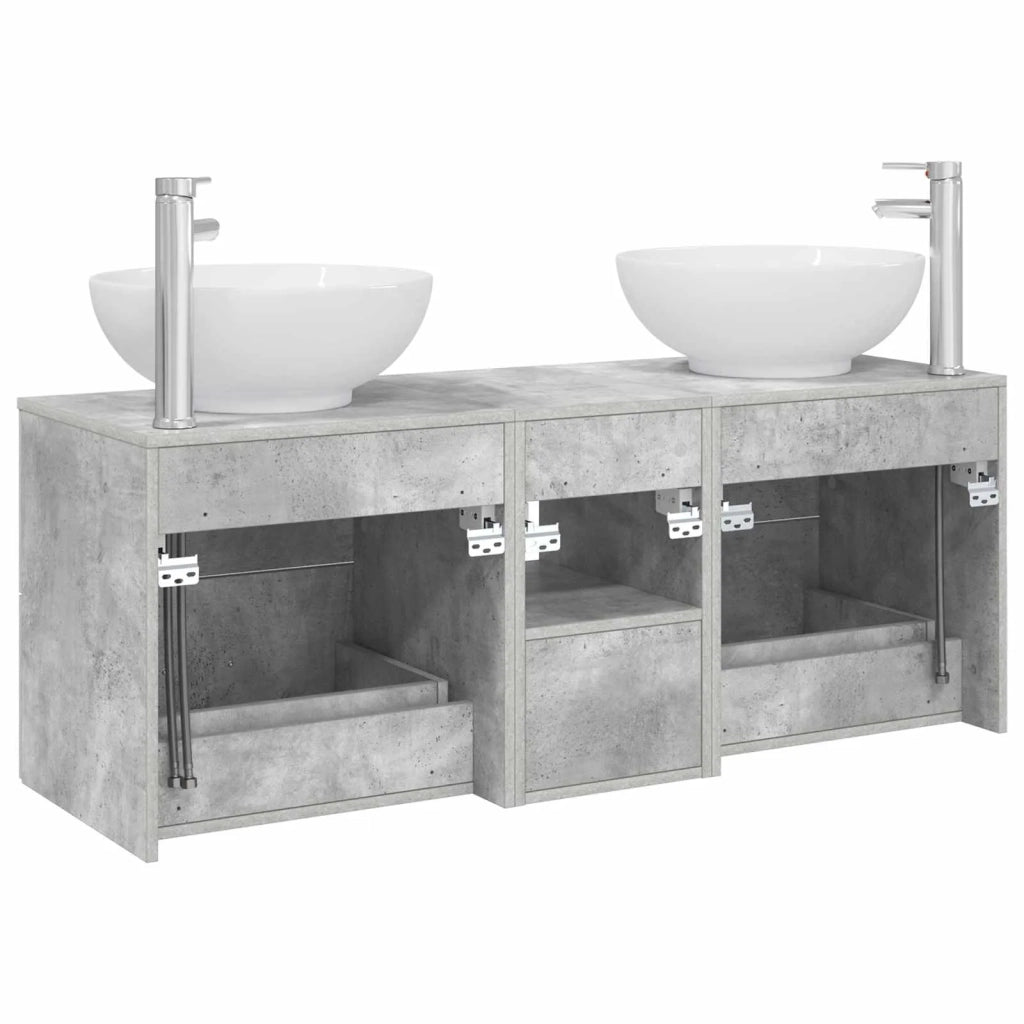 Set di mobili per il bagno 3 pz Grigio Cemento 3405902