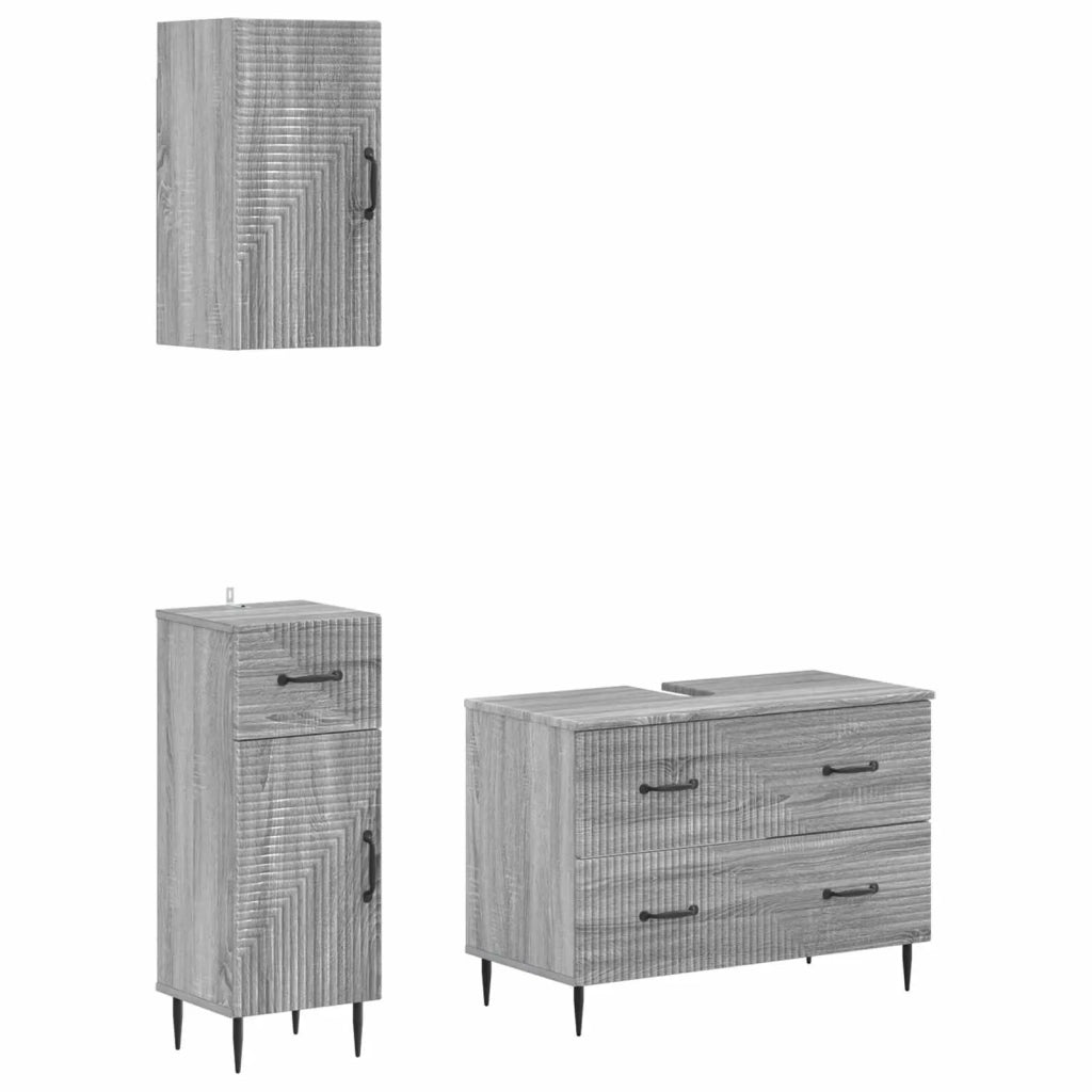 Set di armadietti da bagno in 3 pezzi HAARLEM Sonoma grigio 3417780