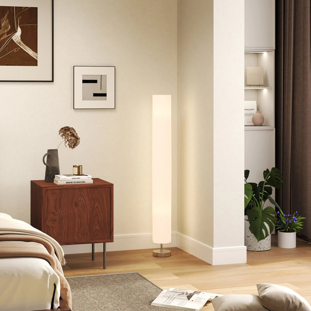 Lampada da terra colonna moderna luce calda ¨C zephmum ¨C inox bianco 14x14x120 cm