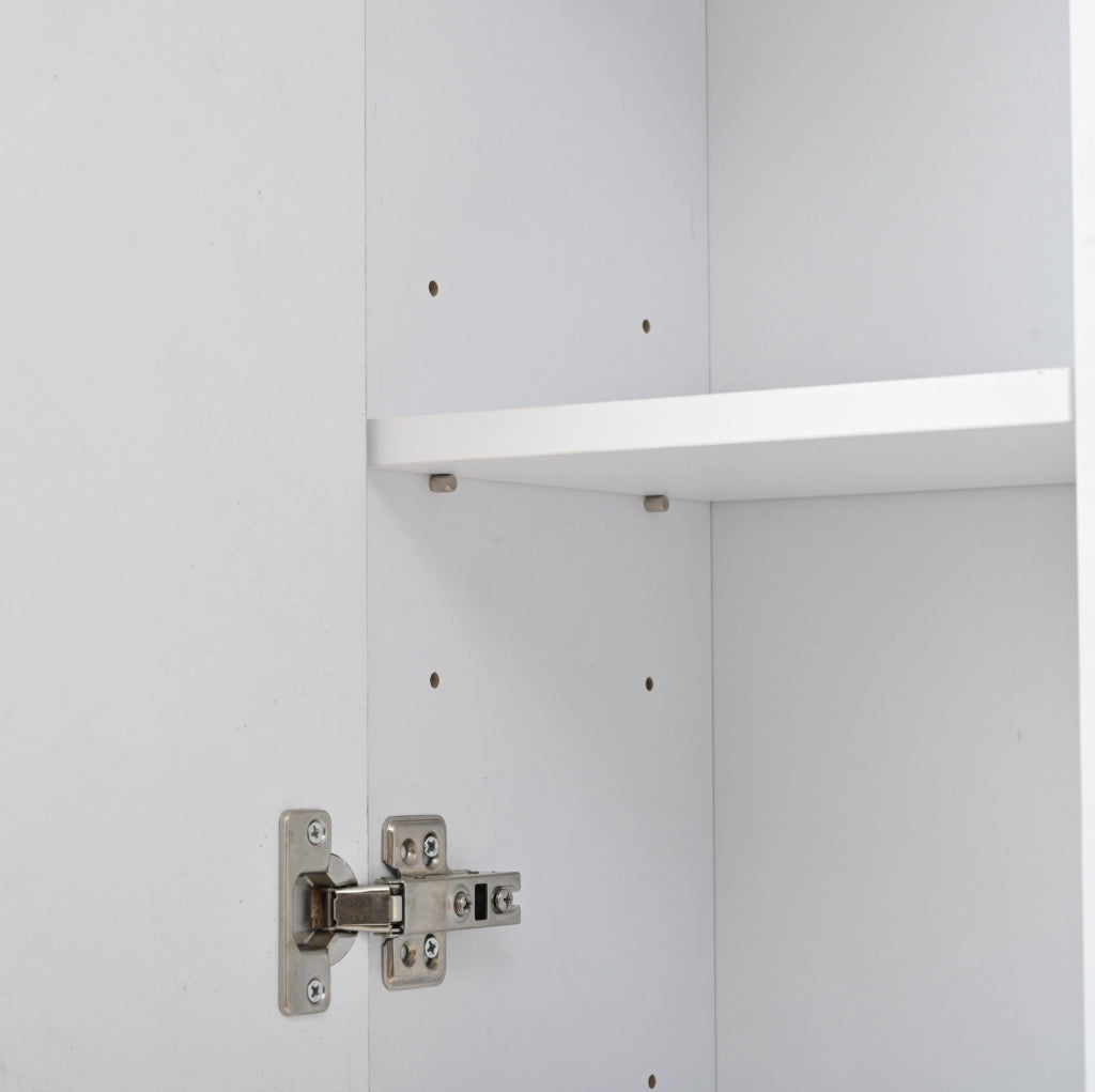 Mobile guardaroba da ingresso con specchio; 135x25x180 cm; 2 portascarpe; bianco