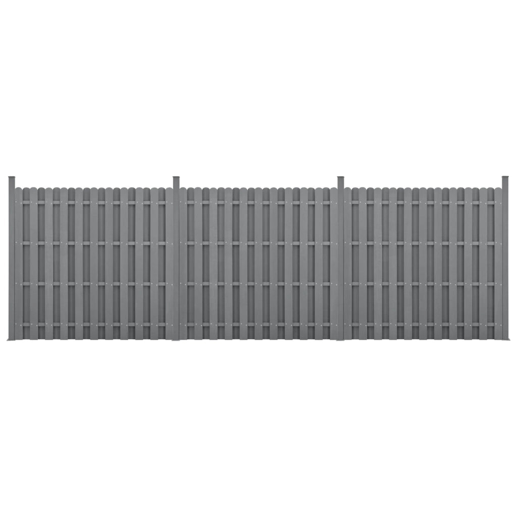 Set di 3 pannelli frangivento e per la privacy in legno composito (WPC) grigio 185 x 562 cm 03_0006606