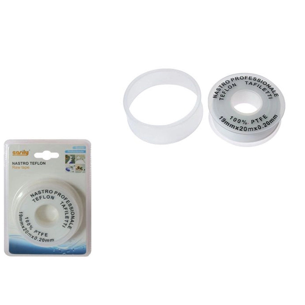 Trade Shop - Set 2 Rotoli Nastro Teflon Professionale 100% Ptfe 19mmx20mtx0.20mm Filetti 69380 -