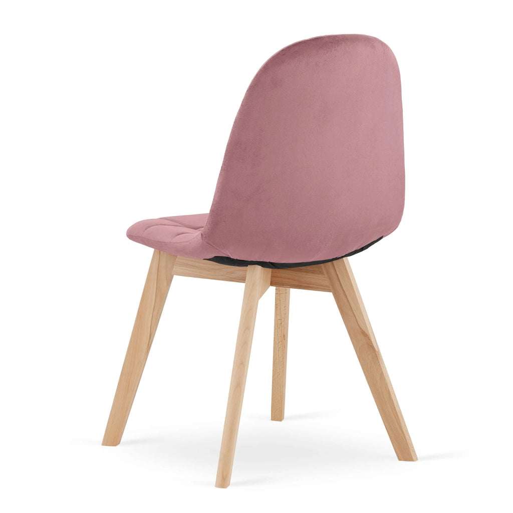 Sedia Valora NUUC in velluto rosa scuro, design ergonomico x3