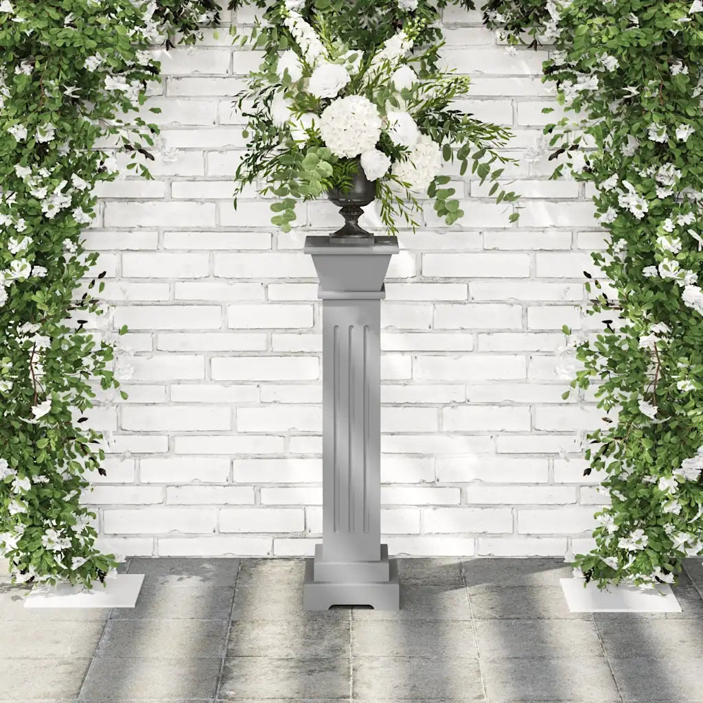 Piedistallo per piante | Sostegno per piante Quadrato Classico Grigio 17x17x66 cm MDF