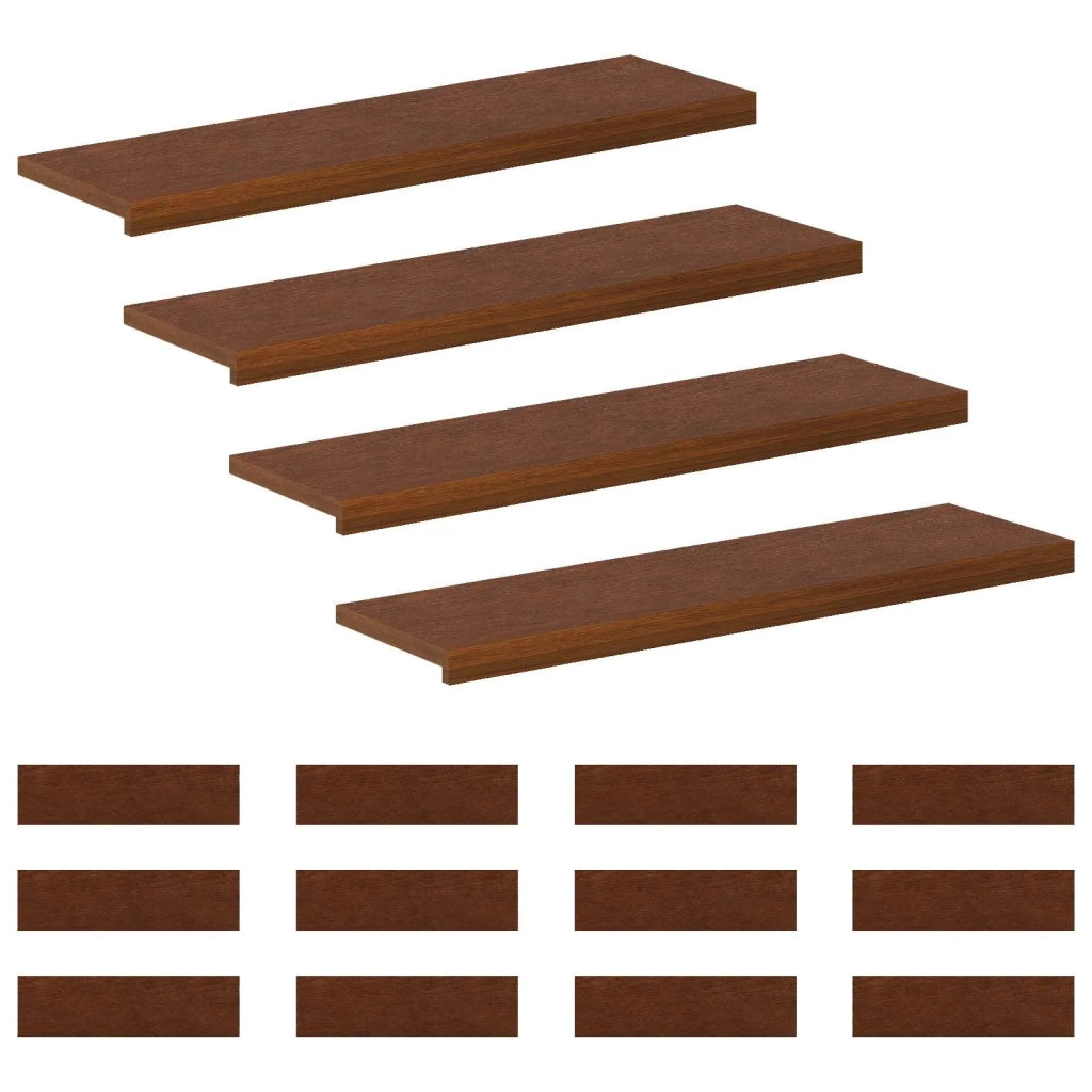 Gradini per Scale 16 pz 100 x 25 x 2 cm Marrone Scuro 3449480