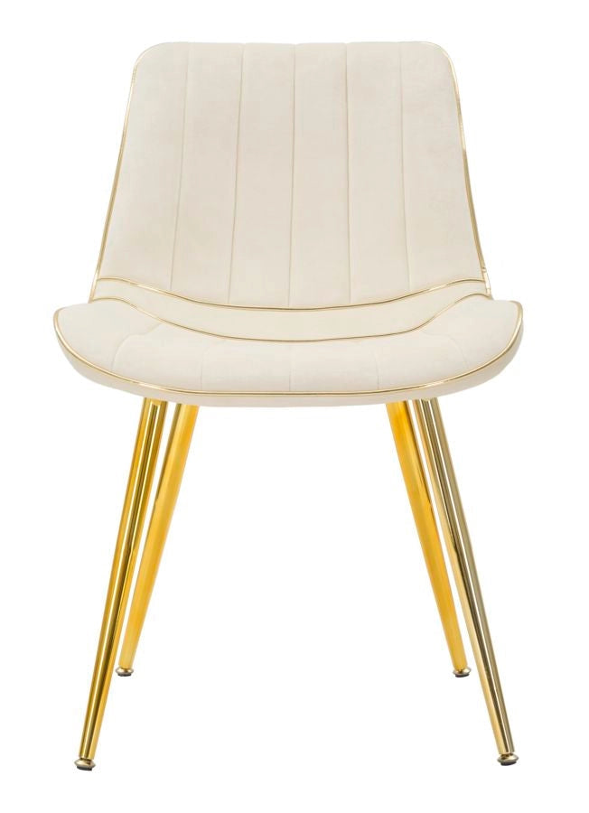 Set 2 Sedie Imbottite 51x59x79 cm in Poliestere Paris Crema e Oro