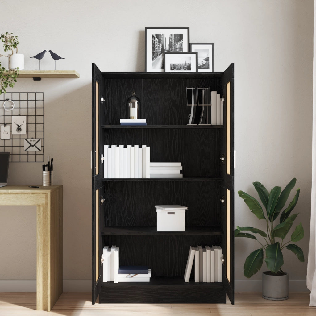 2 Armadi per Libri Rovere Nero 165x30,5x150 cm in Legno Ingegnerizzato