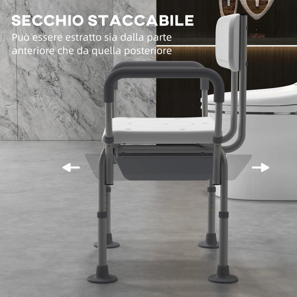 Sedia da Doccia con Schienale e Braccioli Regolabile ¨C zephmum ¨C Bianco