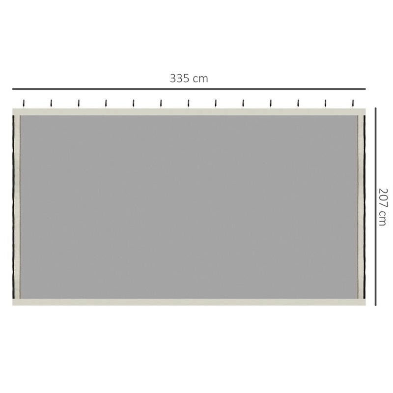 ZANZARIERA PER GAZEBO TENDE DI RICAMBIO UNIVERSALE CON CERNIERE, 335X207CM - NERO E BEIGE