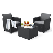 Set salotto da esterno Barrie, Salottino outdoor, Set da balcone o giardino, Composizione soggiorno per esterni, 64x65 h74 cm, Antracite