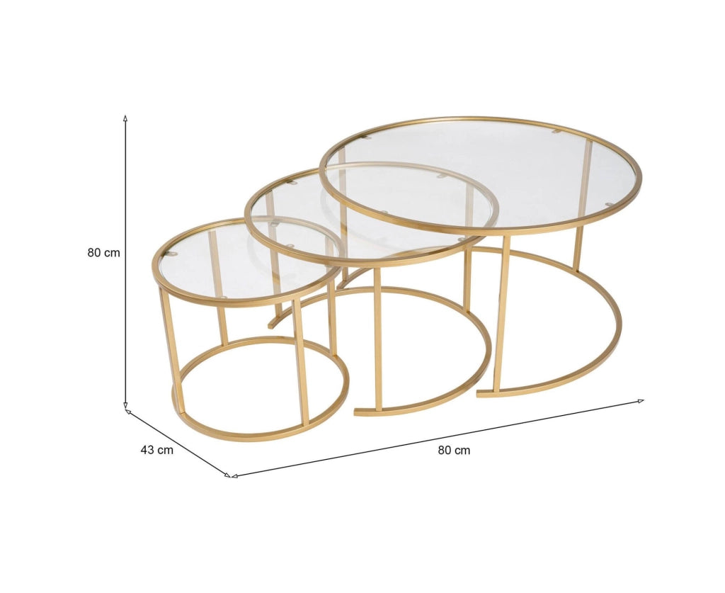 Rowan, Tavolino da Salotto Cassetti, 80x80x43h cm oro