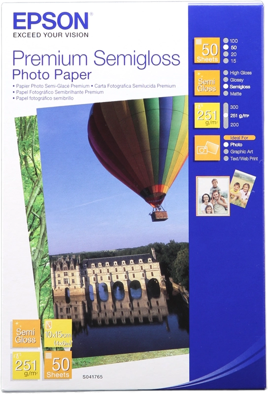 Epson Premium Semi-Gloss Photo Paper - 10x15cm - 50 Fogli