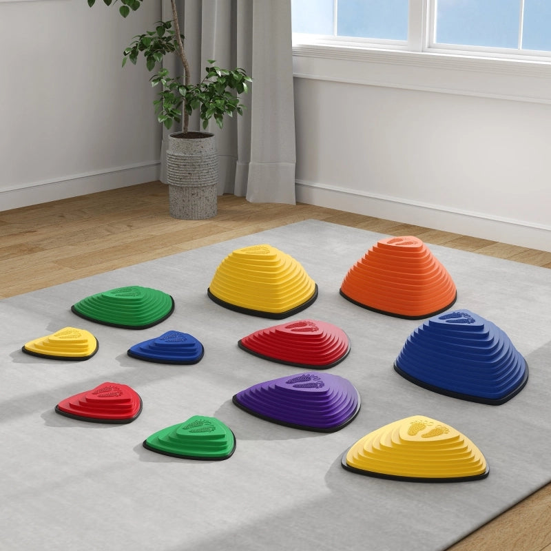 Set di 11 pietre da calpestio, antiscivolo, per uso interno ed esterno, impilabili, colori assortiti.
