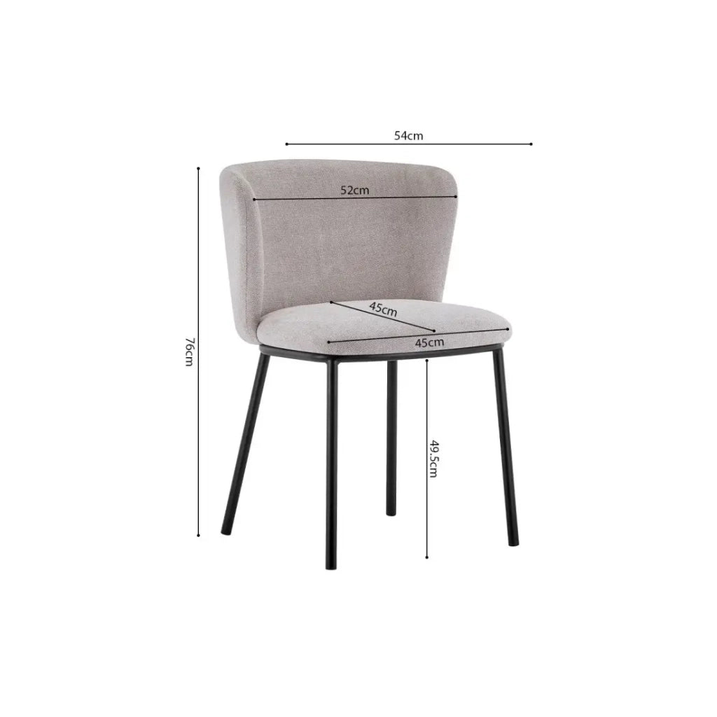 Sedia ARTHUS – Tessuto beige con piedi in metallo nero – H76 × L52 × P54 cm