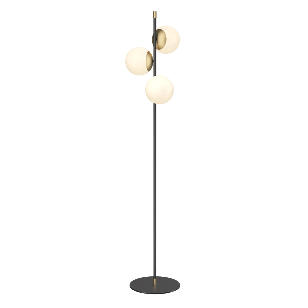 Maytoni Lampada da terra contemporanea Nostalgia 3 luci E14 oro opaco metallo vetro diffusore bianco