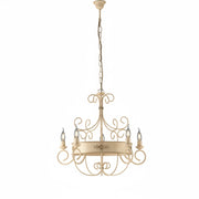 Lampadario Rustico Baltimora Metallo Avorio Oro 5 Luci E14